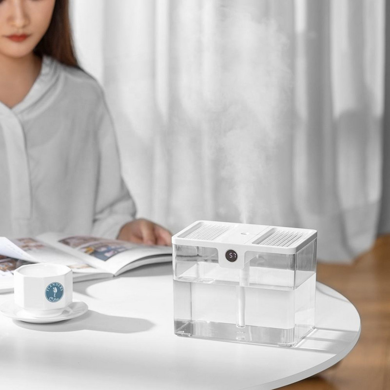 1,5L Desktop Mini Portable Usb Ultrasonic Home Office Desk Service Car Humidifier Cooling Mist Maker με LCD οθόνη υγρασίας