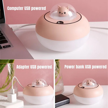 Cute Cat Humidifier Air USB Aroma Essential Oil Diffuser Υπνοδωμάτιο Humidificador Cool Mist Vaporizer Πολύχρωμο φως LED για το σπίτι