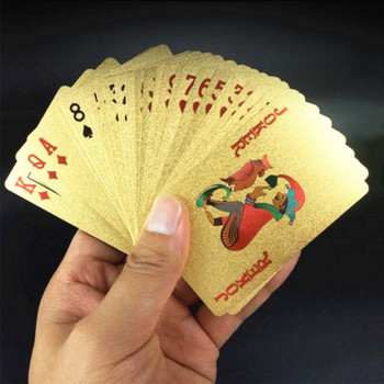 Παιχνίδι πόκερ 24 καρατίων χρυσού Σετ πόκερ με χρυσό φύλλο χρυσού σετ Πλαστική μαγική κάρτα αδιάβροχη κάρτα Μαγικό επιτραπέζιο παιχνίδι