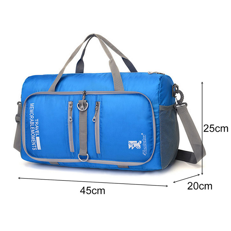 Ανδρικές πτυσσόμενες τσάντες γυμναστικής Protable γυναίκες Τσάντα ταξιδιού Μεγάλης χωρητικότητας Τσάντα Tote Τσάντα αδιάβροχη νάιλον τσάντα ταξιδιού Duffel Μαύρη ανδρική αποσκευή