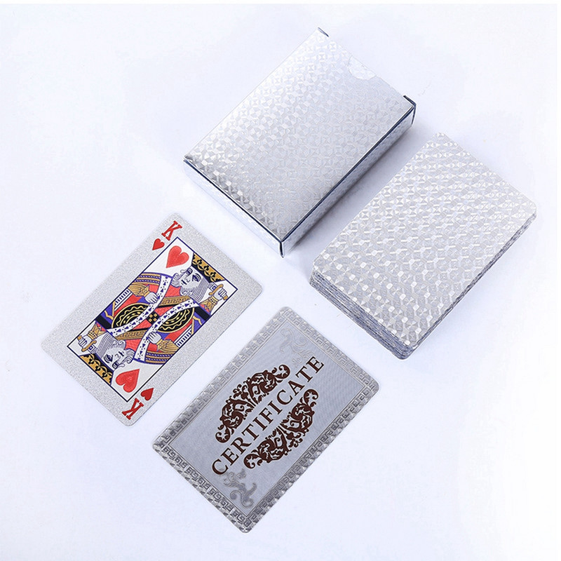 Παιχνίδι πόκερ με χρυσό ασημένιο αλουμινόχαρτο Παιχνίδι πόκερ PVC πλαστικό αδιάβροχο ανθεκτικό Creative Magic χαρτοπαικτική λέσχη πόκερ