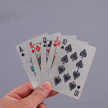 24K златни карти за игра Тесте Сребърно фолио Комплект за покер Магическа карта Издръжлив водоустойчив дизайн в щатски долари Poler Cards Poker Cards Art