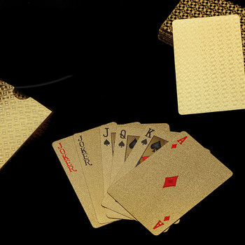54 бр. Оригинални водоустойчиви луксозни златисто-сребърни фолио покер Премиум матирани пластмасови настолни игри Карти за игра Колекция подарък
