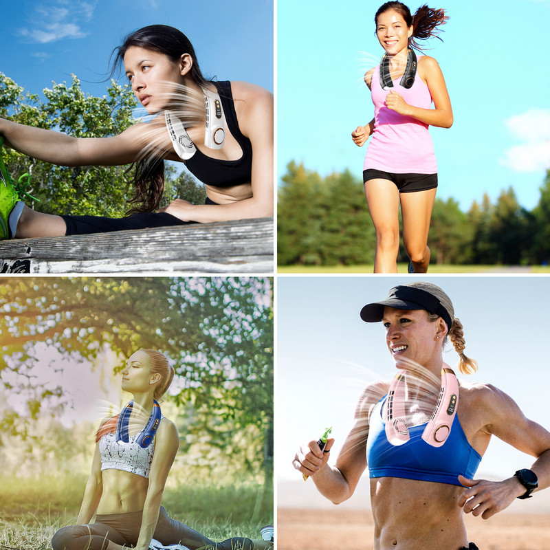 Nešiojamas kaklo ventiliatorius USB rankinis nutildytas LED skaitmeninis ekranas be lapų mini elektrinis ventiliatorius spalvingi atmosferos žibintai, 5-osios pavaros kaklo ventiliatorius