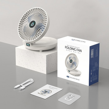 Монтиран на стена настолен вентилатор Тип-C Зареждане Преносими настолни вентилатори 3 скорости Безшумен безчетков мотор Сгъваем въздушен охладител за домашен офис