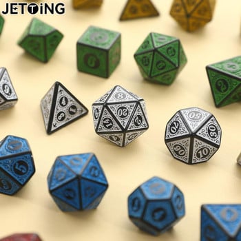 7 τμχ/σετ Polyhedral 7-Die Carved Pattern Dice Set D4 D6 D8 D10 D% D12 D20 for Game