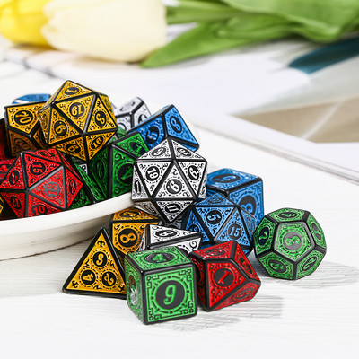 7 τμχ Polyhedral Dice Διπλά Χρώματα Πολυεδρικό παιχνίδι Ζάρια για RPG Dungeons and Dragons DND RPG D20 D12 D10 D8 D6 D4 Επιτραπέζιο παιχνίδι