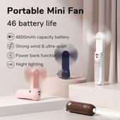 Nešiojamas ventiliatorius mini rankinis ventiliatorius USB 4800 mAh įkraunamas rankinis mažas kišeninis ventiliatorius su Power Bank žibintuvėlio funkcija