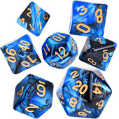 Divu krāsu daudzskaldņu kauliņi D20 D12 D10 D% D8 D6 D4 RPG DND kauliņu spēlēm