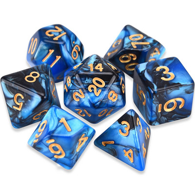 Divu krāsu daudzskaldņu kauliņi D20 D12 D10 D% D8 D6 D4 RPG DND kauliņu spēlēm