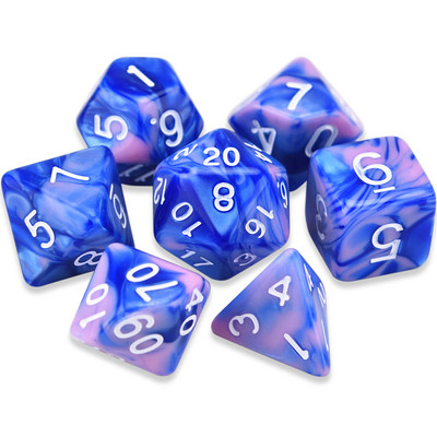 Divu krāsu daudzskaldņu kauliņi D20 D12 D10 D% D8 D6 D4 RPG DND kauliņu spēlēm