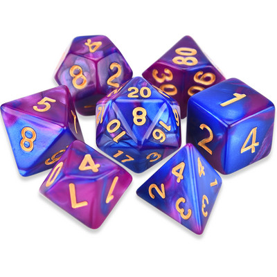 Divu krāsu daudzskaldņu kauliņi D20 D12 D10 D% D8 D6 D4 RPG DND kauliņu spēlēm