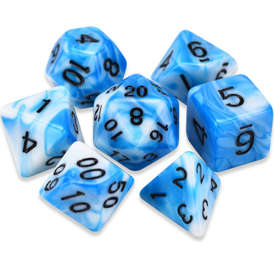 Divu krāsu daudzskaldņu kauliņi D20 D12 D10 D% D8 D6 D4 RPG DND kauliņu spēlēm