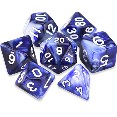 Divu krāsu daudzskaldņu kauliņi D20 D12 D10 D% D8 D6 D4 RPG DND kauliņu spēlēm