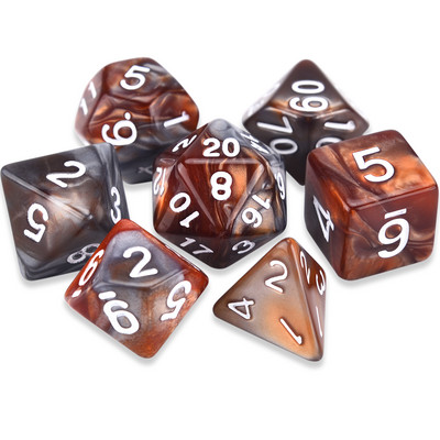 Divu krāsu daudzskaldņu kauliņi D20 D12 D10 D% D8 D6 D4 RPG DND kauliņu spēlēm