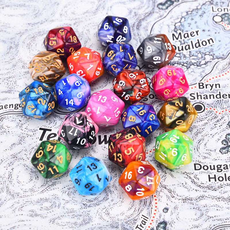 Divu krāsu daudzskaldņu kauliņi D20 D12 D10 D% D8 D6 D4 RPG DND kauliņu spēlēm