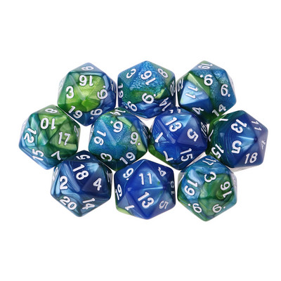 10 tk/komplekt D20 värviline akrüülist mitmetahuline täring, 20-tahuline täringumängukomplekt, Kahevärviline keerlev DND täringukomplekt D&D TRPG lauamängu täringutele