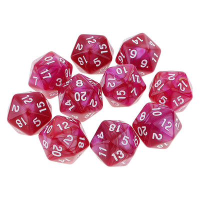 10 tk/komplekt D20 värviline akrüülist mitmetahuline täring, 20-tahuline täringumängukomplekt, Kahevärviline keerlev DND täringukomplekt D&D TRPG lauamängu täringutele