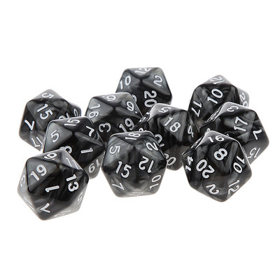 10 tk/komplekt D20 värviline akrüülist mitmetahuline täring, 20-tahuline täringumängukomplekt, Kahevärviline keerlev DND täringukomplekt D&D TRPG lauamängu täringutele