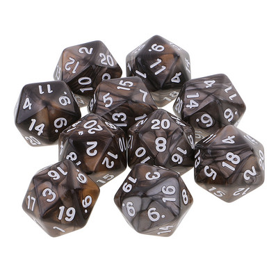 10 tk/komplekt D20 värviline akrüülist mitmetahuline täring, 20-tahuline täringumängukomplekt, Kahevärviline keerlev DND täringukomplekt D&D TRPG lauamängu täringutele