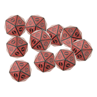 10 tk/komplekt D20 värviline akrüülist mitmetahuline täring, 20-tahuline täringumängukomplekt, Kahevärviline keerlev DND täringukomplekt D&D TRPG lauamängu täringutele