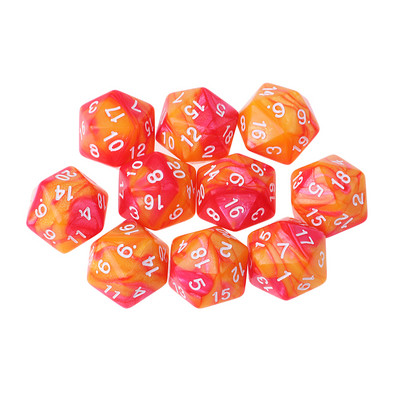 10 tk/komplekt D20 värviline akrüülist mitmetahuline täring, 20-tahuline täringumängukomplekt, Kahevärviline keerlev DND täringukomplekt D&D TRPG lauamängu täringutele