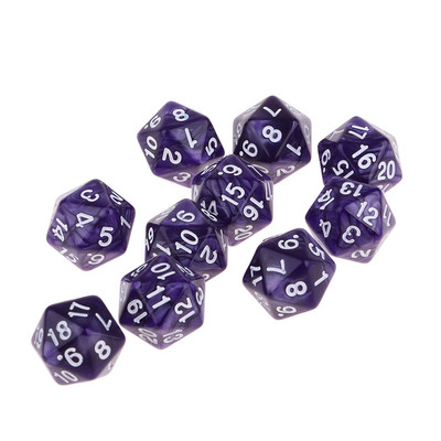 10 tk/komplekt D20 värviline akrüülist mitmetahuline täring, 20-tahuline täringumängukomplekt, Kahevärviline keerlev DND täringukomplekt D&D TRPG lauamängu täringutele