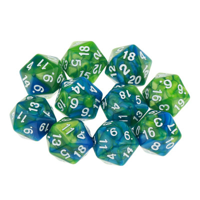 10 tk/komplekt D20 värviline akrüülist mitmetahuline täring, 20-tahuline täringumängukomplekt, Kahevärviline keerlev DND täringukomplekt D&D TRPG lauamängu täringutele