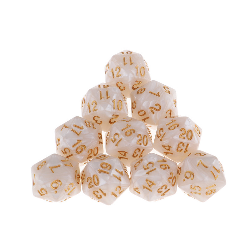 10 tk/komplekt D20 värviline akrüülist mitmetahuline täring, 20-tahuline täringumängukomplekt, Kahevärviline keerlev DND täringukomplekt D&D TRPG lauamängu täringutele