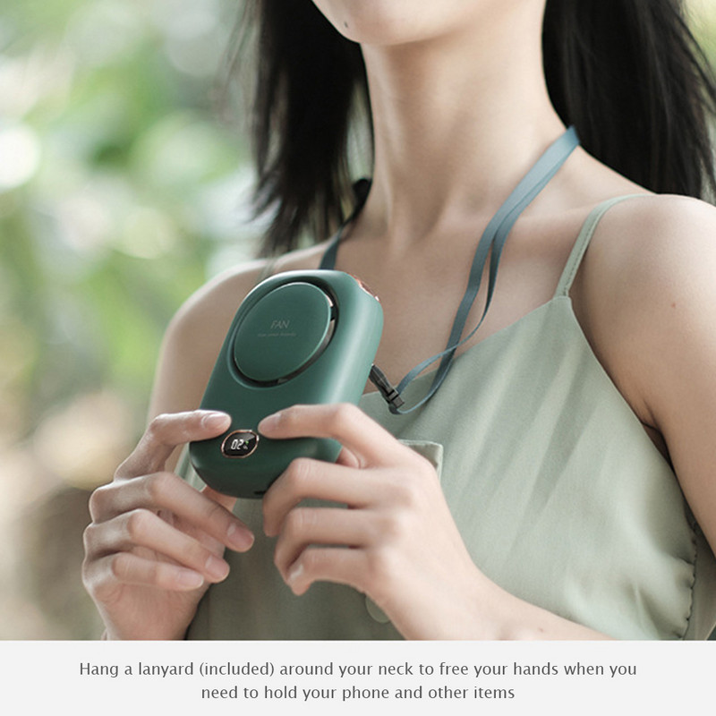 Kaasaskantav rippuv kaelaventilaator USB-laetav õhkjahuti suvine vööklambri ventilaator digitaalne ekraan Mini elektriline ventilaator vaigistatud kaelarihma ventilaatorid