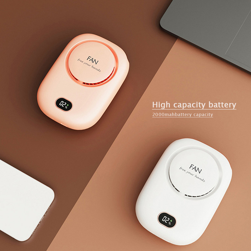 Kaasaskantav rippuv kaelaventilaator USB-laetav õhkjahuti suvine vööklambri ventilaator digitaalne ekraan Mini elektriline ventilaator vaigistatud kaelarihma ventilaatorid