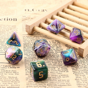 Polyhedral 7-Dice Two Tone Swirl-DND Dice set for RPG/MTG D4 D6 D8 D10 D% D12 D20 Dice Games 7 τμχ/σετ Family Party Επιτραπέζια παιχνίδια