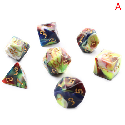 Daugiakampis 7 kauliukų dviejų atspalvių sūkurinis-DND kauliukų rinkinys, skirtas RPG/MTG D4 D6 D8 D10 D% D12 D20 žaidimai su kauliukais 7 vnt/komplektas Šeimos vakarėlių stalo žaidimai