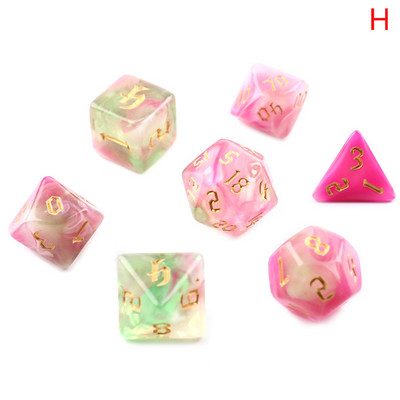 Daugiakampis 7 kauliukų dviejų atspalvių sūkurinis-DND kauliukų rinkinys, skirtas RPG/MTG D4 D6 D8 D10 D% D12 D20 žaidimai su kauliukais 7 vnt/komplektas Šeimos vakarėlių stalo žaidimai