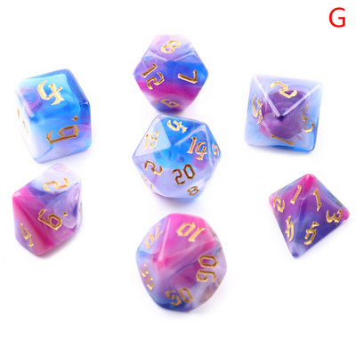 Daugiakampis 7 kauliukų dviejų atspalvių sūkurinis-DND kauliukų rinkinys, skirtas RPG/MTG D4 D6 D8 D10 D% D12 D20 žaidimai su kauliukais 7 vnt/komplektas Šeimos vakarėlių stalo žaidimai