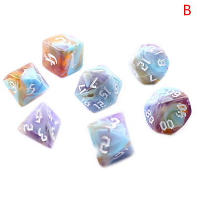 Daugiakampis 7 kauliukų dviejų atspalvių sūkurinis-DND kauliukų rinkinys, skirtas RPG/MTG D4 D6 D8 D10 D% D12 D20 žaidimai su kauliukais 7 vnt/komplektas Šeimos vakarėlių stalo žaidimai
