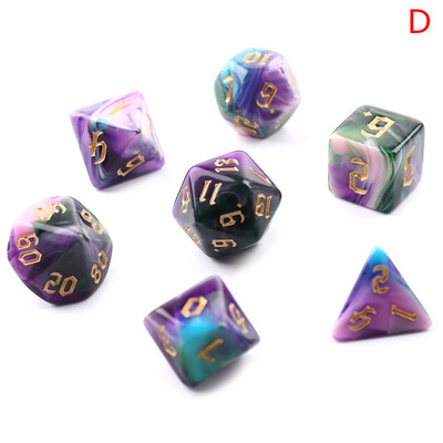 Daugiakampis 7 kauliukų dviejų atspalvių sūkurinis-DND kauliukų rinkinys, skirtas RPG/MTG D4 D6 D8 D10 D% D12 D20 žaidimai su kauliukais 7 vnt/komplektas Šeimos vakarėlių stalo žaidimai