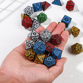 Karštas daugiapusis 7 kauliukų rinkinys Žaidimo kauliukai skirti TRPG DND priedams Daugiakampis D4 D6 D8 D10 D12 D20 kauliukas TRPG DND priedams