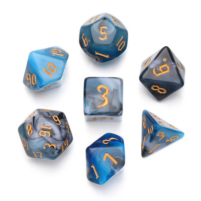 Karštas daugiapusis 7 kauliukų rinkinys Žaidimo kauliukai skirti TRPG DND priedams Daugiakampis D4 D6 D8 D10 D12 D20 kauliukas TRPG DND priedams