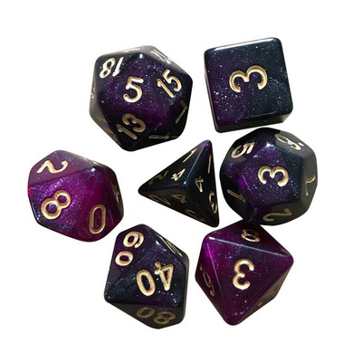 Karštas daugiapusis 7 kauliukų rinkinys Žaidimo kauliukai skirti TRPG DND priedams Daugiakampis D4 D6 D8 D10 D12 D20 kauliukas TRPG DND priedams