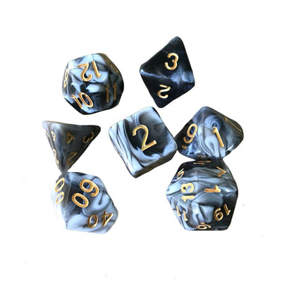 Karštas daugiapusis 7 kauliukų rinkinys Žaidimo kauliukai skirti TRPG DND priedams Daugiakampis D4 D6 D8 D10 D12 D20 kauliukas TRPG DND priedams