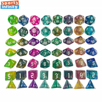 7 бр. Нови двойни цветове Dice Polyhedral Table Game Цифрови зарове за DND TRPG RPG D20 D12 D10 D8 D6 D4 Комплект зарове за настолни игри