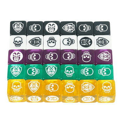 Zaruri de joc 6 buc zaruri D6 Transparente Verde Galben Violet Opac Negru Alb pentru Joc de masă