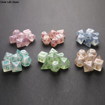 Iridescent Glitter Polyhedral Dice Set D4 D6 D8 D10 D% D12 D20 for επιτραπέζιο παιχνίδι