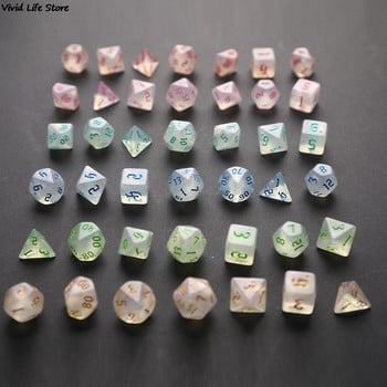 Iridescent Glitter Polyhedral Dice Set D4 D6 D8 D10 D% D12 D20 for επιτραπέζιο παιχνίδι