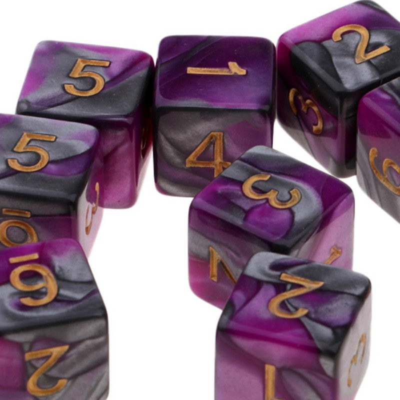 10 vienetų D6 daugiakampis 16 mm kauliukų rinkinys - dviejų spalvų šešių pusių kauliukai permatomos spalvos 7 kauliukų pusiau permatomas kauliukų komplektas