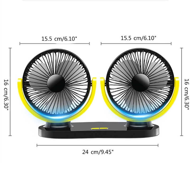 2023. aasta uue sõiduki õhuventilaator Tugeva tuulega lauaventilaator 360° pööratav kahepealine elektriline ventilaator armatuurlaua maasturile haagissuvila kodukontor