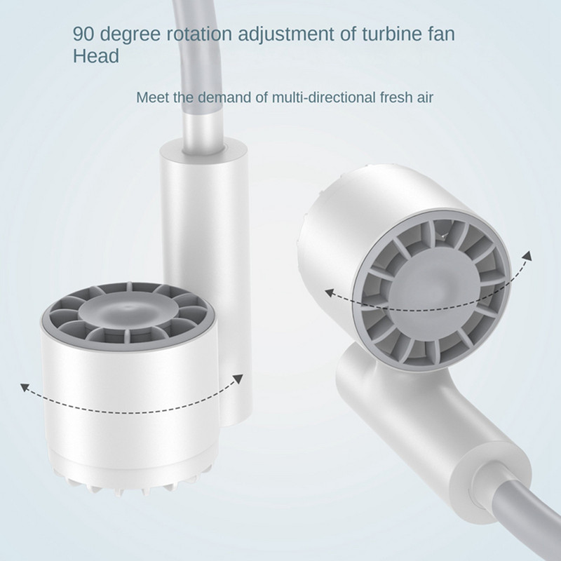 Mini C tipo laisvų rankų ventiliatoriai, įkraunami be ašmenų, dvigubos galvutės ventiliatorius, 3 greičių 1200 mAh nutildymas, skirtas kelionėms lauke