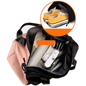 Водоустойчиви найлонови спортни чанти за фитнес Мъже Жени Тренировъчна фитнес чанта Patchwork Пътна чанта Йога постелка Чанта с отделение за обувки
