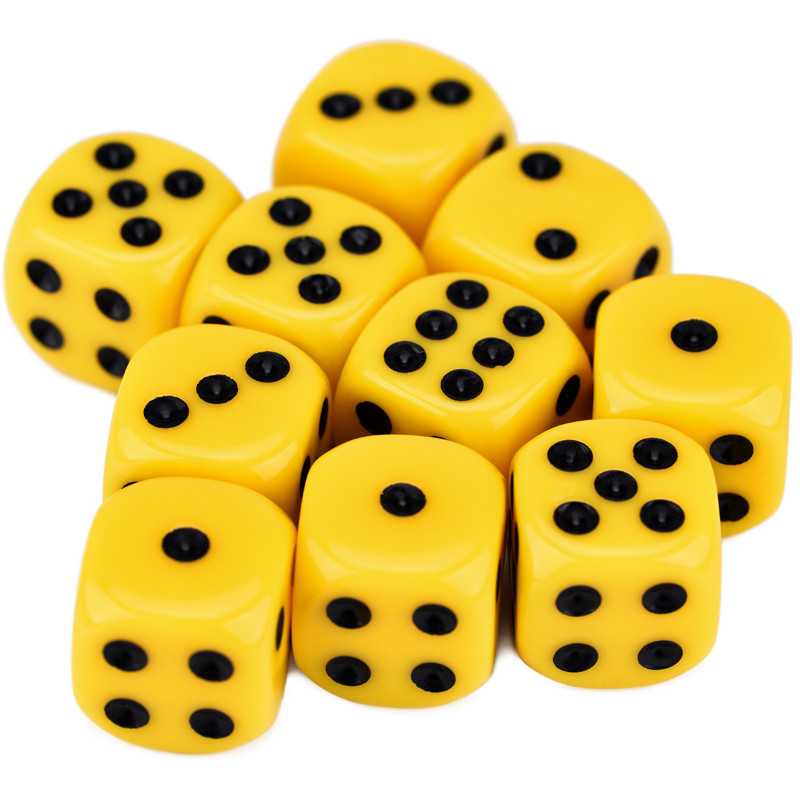 10 bucăți/set Accesorii pentru set de zaruri galbene zaruri de culoare zaruri galbene negru punct pentru jocuri de masă 1,6 cm